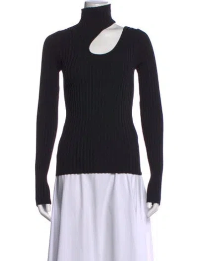 Pre-owned Anine Bing Asymmetrical Long Sleeve Top W/ Tags In Black