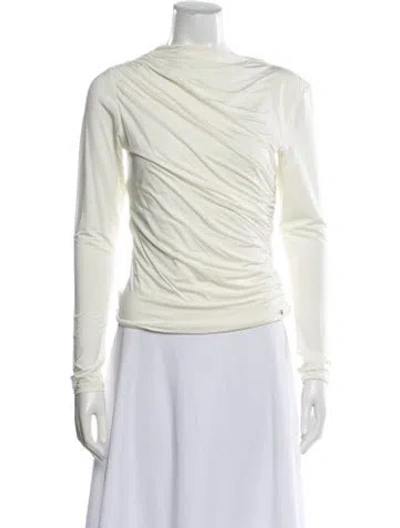 Pre-owned Anine Bing Asymmetrical Long Sleeve Top W/ Tags In White