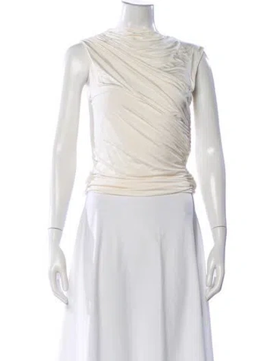 Pre-owned Anine Bing Asymmetrical Sleeveless Top In White