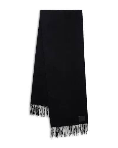 Anine Bing Augustina Fringed Wool Scarf In Black