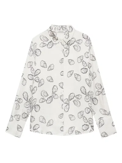 Anine Bing Avalon Long Sleeved Shirt In Beige