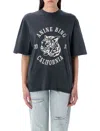 Anine Bing Avi Tee Collegiate Leopard In Washed Charcoal