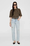 Anine Bing Avi Leopard Print Cotton T-shirt