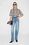Anine Bing Womens Washed Python Avi Python-print Cotton T-shirt