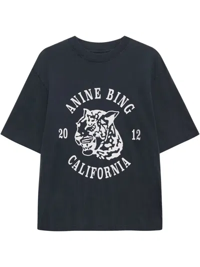 Anine Bing Avi Printed Cotton-jersey T-shirt In Green