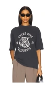 Anine Bing Avi Tee Collegiate Leopard In Washed Charcoal In Charcoal