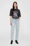Anine Bing Avi Tee Collegiate Leopard In Washed Charcoal In Charcoal