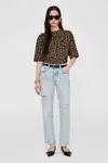 Anine Bing Avi Leopard Print Cotton T-shirt In Black