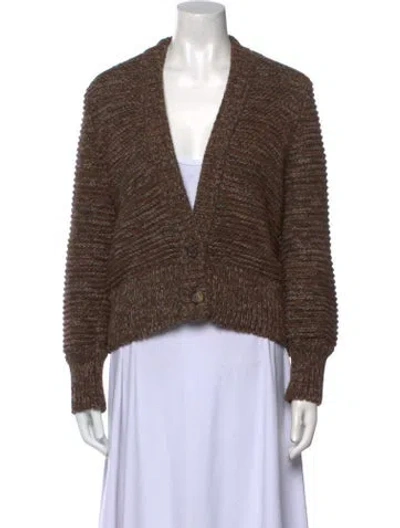 Pre-owned Anine Bing Baby Alpaca V-neck Sweater In Brown