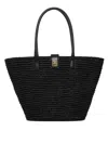 Anine Bing Womens Lou Monogram Raffia Tote Bag Black In Black
