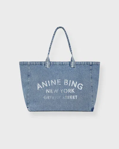 Anine Bing Bag Leo Denim Tote In Blue