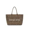 Anine Bing Leo Canvas Tote In Black And Brown Leopard In Multi