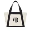 Anine Bing Cara Tote In Natural Canvas With Black In Multicolor