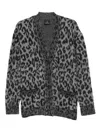 Anine Bing Leopard Print Cardigan Featuring Front Pockets In Gray