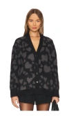 Anine Bing Banks Cardigan In Grey And Black Heart In Grey And Black Heart