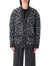 Anine Bing Oversized Alpaca Blend Leopard Cardigan In Black