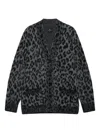Anine Bing Banks Leopard-print Button Cardigan In Gray