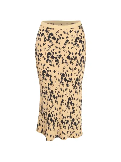 Pre-owned Anine Bing Bar Patterned Silk Midi Skirt In Neutral
