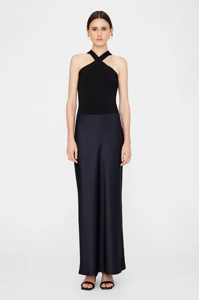 ANINE BING ANINE BING BAR SILK MAXI SKIRT IN NIGHT SKY
