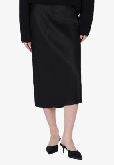 Anine Bing Bar Silk Midi Skirt In Black