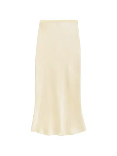 Anine Bing Bar Midi Skirt In Butter-colored Silk In White