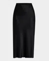 Anine Bing Silk High-waisted Midi Skirt In Black