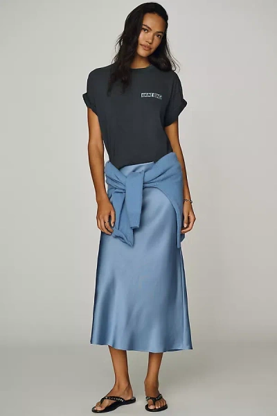 Anine Bing Bar Silk Skirt In Blue
