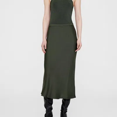 Anine Bing Bar Silk Skirt In Olive