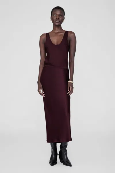 ANINE BING ANINE BING BAR SILK SKIRT IN BORDEAUX