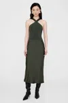ANINE BING ANINE BING BAR SILK SKIRT IN DARK OLIVE