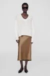 Anine Bing Womens Dark Green Bar Silk Maxi Skirt In Brown