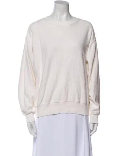 Pre-owned Anine Bing Bateau Neckline Long Sleeve Sweatshirt In White