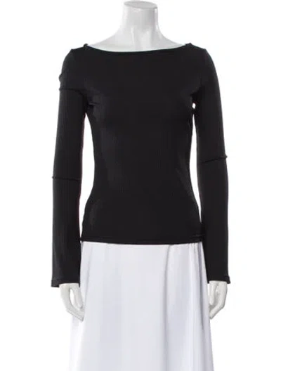 Pre-owned Anine Bing Bateau Neckline Long Sleeve Top In Black