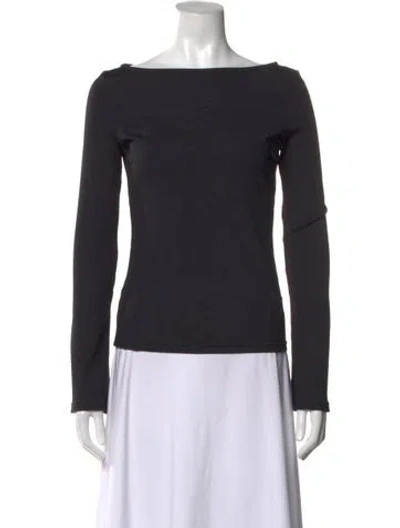 Pre-owned Anine Bing Bateau Neckline Long Sleeve Top In Black