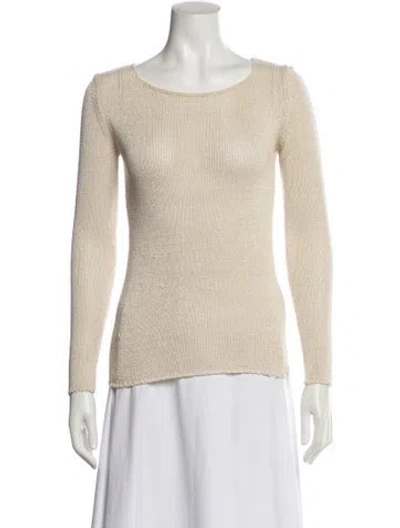 Pre-owned Anine Bing Bateau Neckline Long Sleeve Top In Neutral