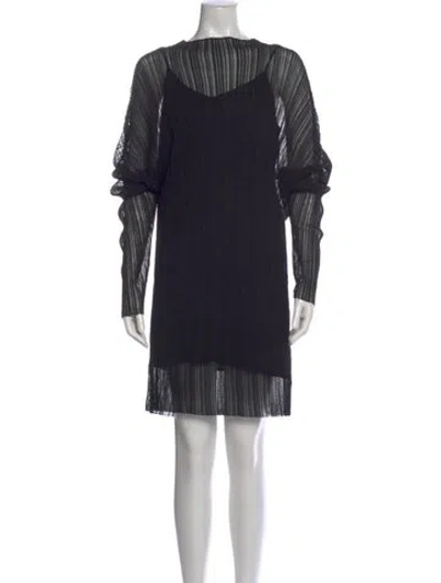 Pre-owned Anine Bing Bateau Neckline Mini Dress In Black