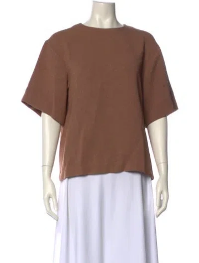 Pre-owned Anine Bing Bateau Neckline Short Sleeve Top In Brown