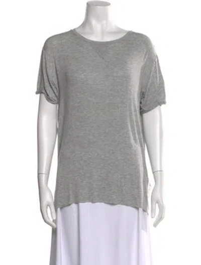 Pre-owned Anine Bing Bateau Neckline Short Sleeve T-shirt In Gray