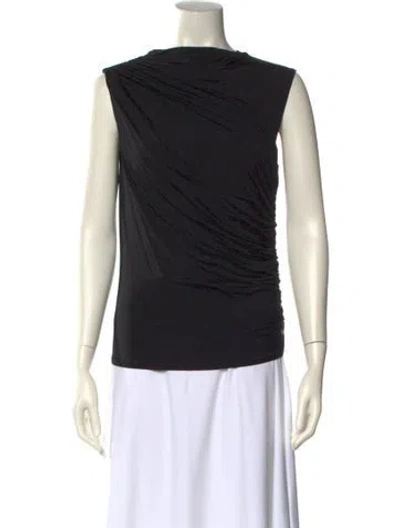Pre-owned Anine Bing Bateau Neckline Sleeveless Top In Black