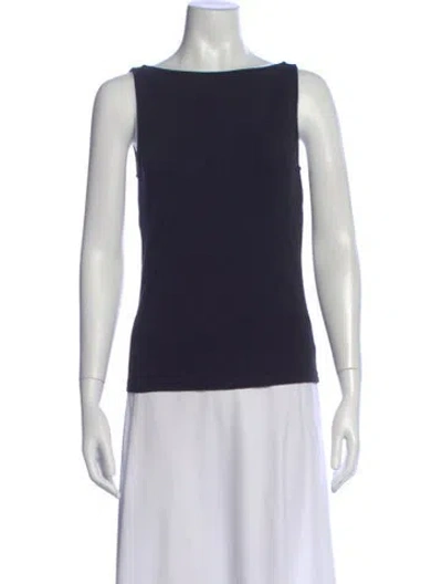 Pre-owned Anine Bing Bateau Neckline Sleeveless Top In Blue
