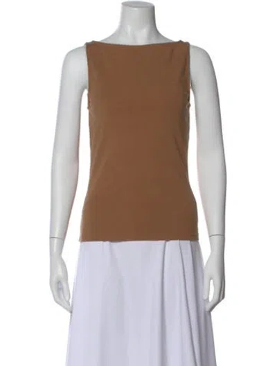 Pre-owned Anine Bing Bateau Neckline Sleeveless Top In Brown