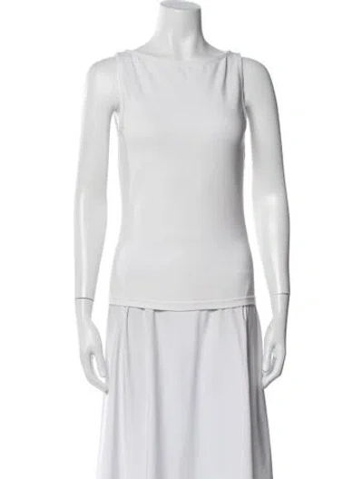 Pre-owned Anine Bing Bateau Neckline Sleeveless Top In White