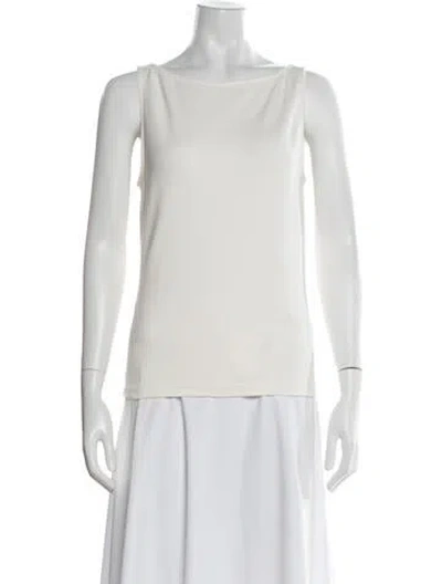 Pre-owned Anine Bing Bateau Neckline Sleeveless Top In White