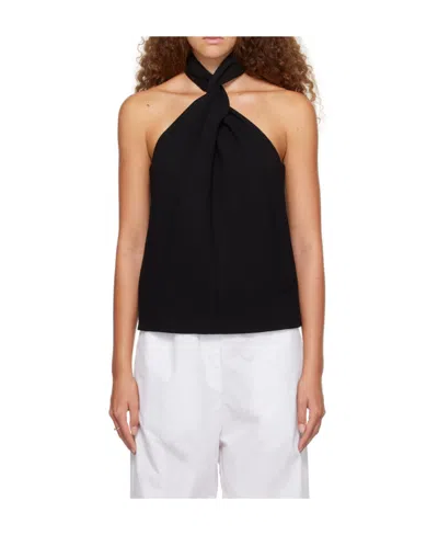 Anine Bing Becca Halterneck Sleeveless Top In Black