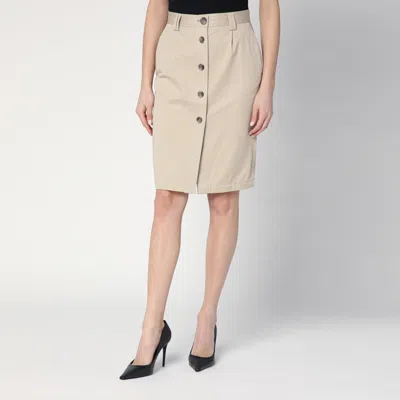 Anine Bing Beige Buttoned Pencil Skirt In Neutral