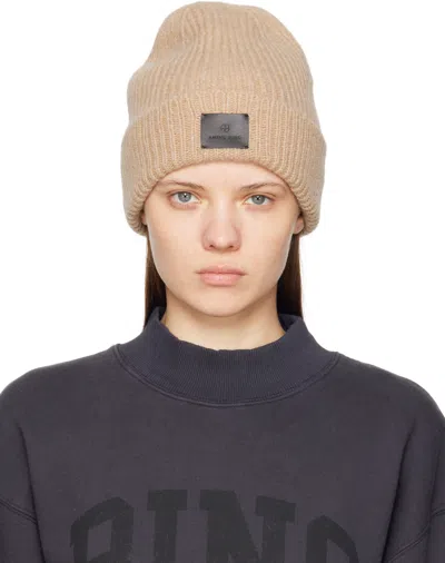 Anine Bing Beige Elia Beanie In Brown