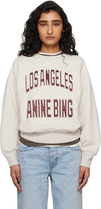 Anine Bing Harry Shrunken Black Sweatshirt In White