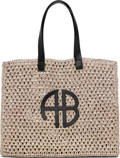Anine Bing Beige Large Rio Tote In Gray