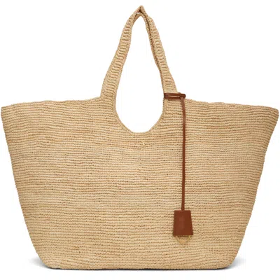 Anine Bing Beige Lili Raffia Tote In Sand