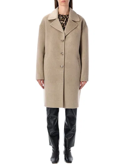 Anine Bing Beige Notched Lapel Coat